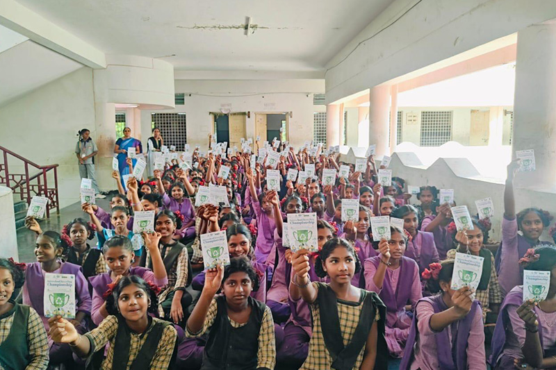 Students participating in school program by AGS and ITC WOW