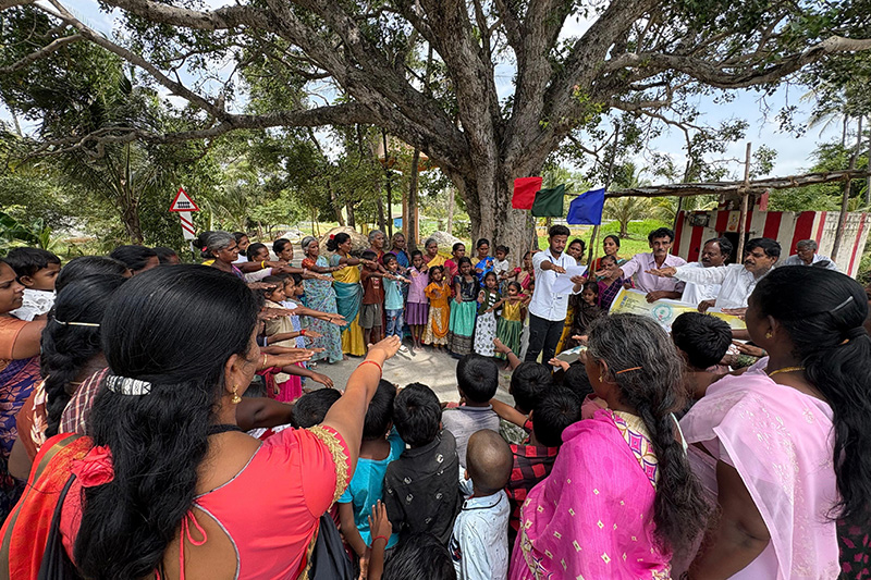 Residents in rural area taking oath during street campaign